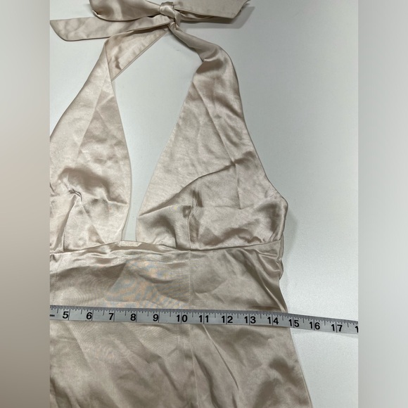 Selfie Leslie Falling Star Plunging Halter Mini Dress New With Tag Champagne M - Picture 8 of 12